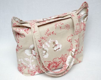 Womens Shopping bag Linen tote bag with zipper lined tote cotton Tote market bag casual Large tote bag tote eco tote bag cotton shoulder bag