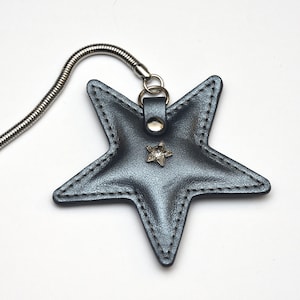 Leather keyring star purse charm star key chain leather keychain for women bag charm gift for women charm for bag on clip zipper fastener image 3