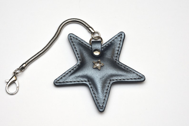 Leather keyring star purse charm star key chain leather keychain for women bag charm gift for women charm for bag on clip zipper fastener image 3