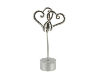 11 Double Heart Place Card Holder, Silver Heart Place Card Holder 11 pieces