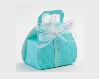 10 Aqua Blue Favor Boxes, Mini Purse Favor Box, Treat Box, Wedding Favor Box, Party Favor Candy Favor Box, Purse Shape Box, Aqua Favor Box