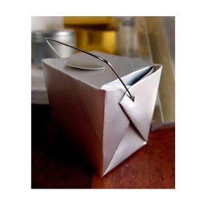 6 Silver Take Out Boxes (6 boxes), Party Favor Box, Wedding Favor Box, Mini Takeout Box, Silver Anniversary Favor Box, Candy Box, Treat Box