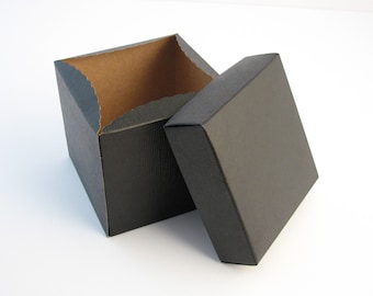 10 Black Favor Boxes, Wedding Favor Box, Square Ornament Box, Cupcake Box, Small Black Box, 3x3x3 Box, Cookie Gift Box,Holiday Packaging