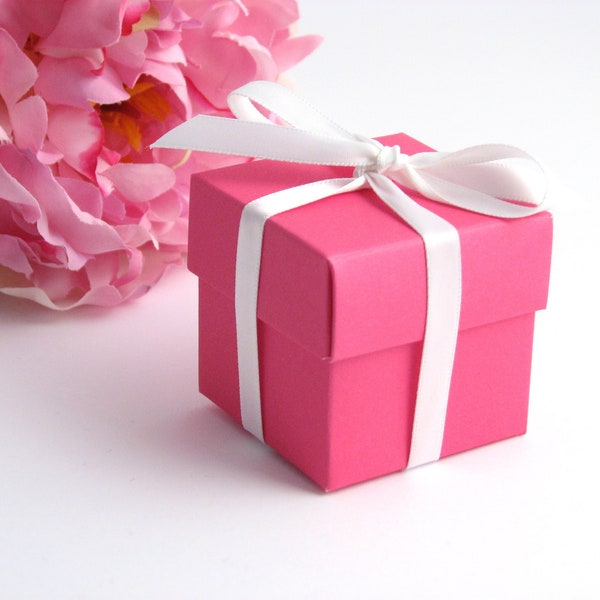 10 Pink Favor Boxes, Wedding Favor Boxes, Candy Boxes, Party Favor Box, Ted Lasso Pink Box, Treat Box, Birthday Party Favor, Hot Pink Box
