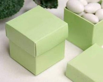 10 Green Favor Boxes (10 boxes), Olive Square Favor Box, Candy Favor Box, Party Favor Box ~ 2 Piece Favor Box ~ 2x2x2 Box, Wedding Favor Box