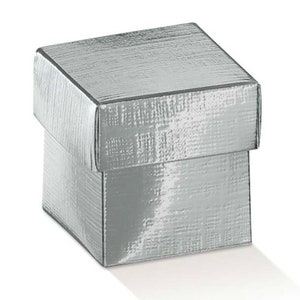 silver square favor box, Christmas favor box