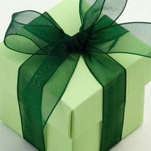 10 Green Favor Box 10 boxes, Wedding Favor Boxes, Square Favor Box, Christmas Candy Favor Box,Party Favor Box,2 Piece Favor Box 2x2x2 image 3