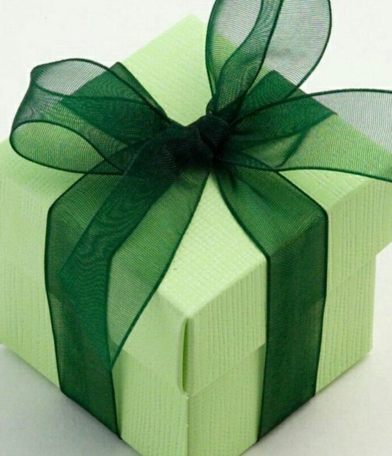 10 Green Favor Box 10 boxes, Wedding Favor Boxes, Square Favor Box, Christmas Candy Favor Box,Party Favor Box,2 Piece Favor Box 2x2x2 image 3