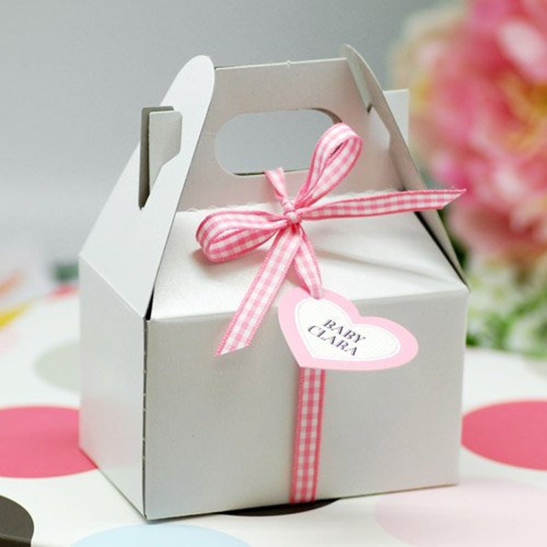 Mini Handle Boxes Macaroon Box set of 10 Mini Gable Box White Gable Box 4 x 2.25 x 2.5 Gable Favor Box