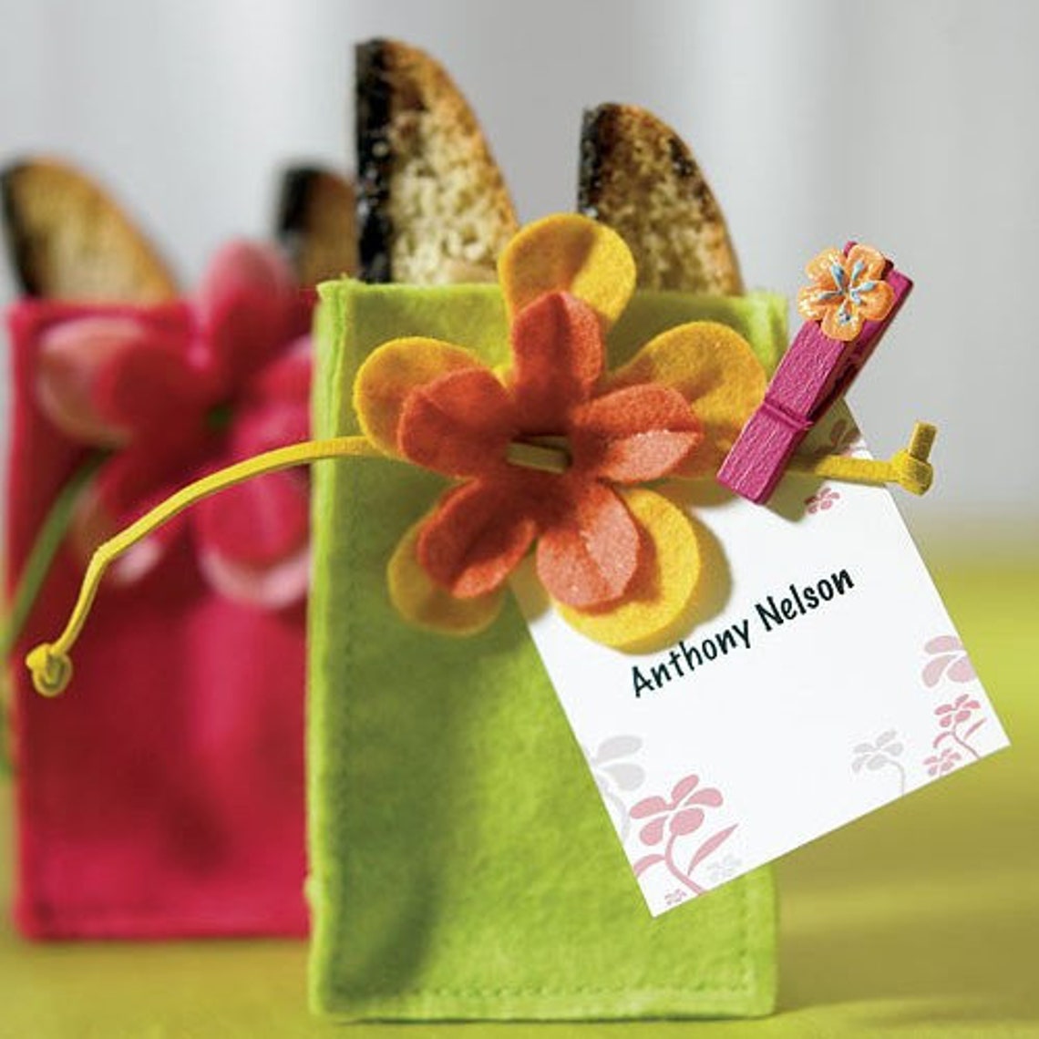 6 Miniature Funky Felt Favor Bags Felt Gift Bags Birthday Etsy