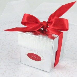 silver square favor box, Christmas favor box