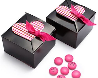 25 Heart Treat Box, Wedding Favor Box, Heart Shape Candy Box, Party Favor Boxes, Cheap Favor Box, Heart Favor Box, Polka Dot Box