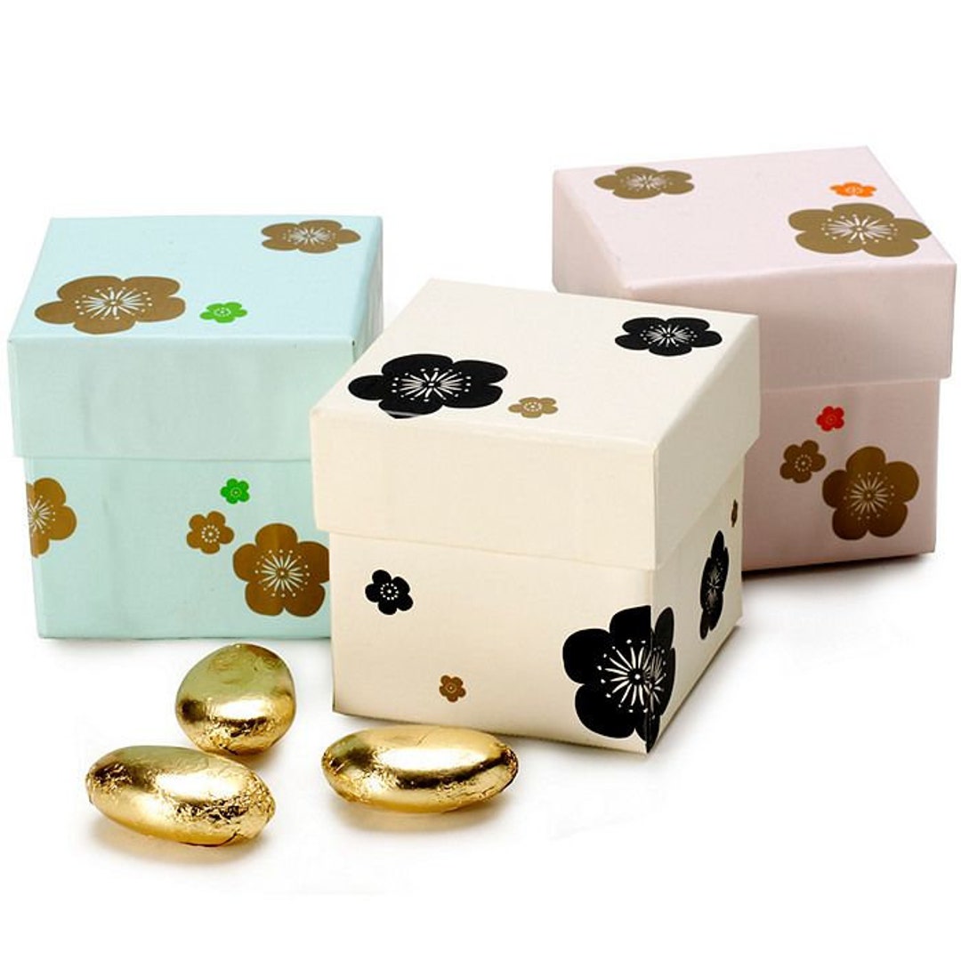 25 Cherry Blossom Favor Box, Floral Sakura Boxes, Ivory Favor Box, Japanese Cherry Blossom Gift