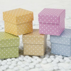 10 Polka Dot Boxes 10 pcs, Square Favor Box, Candy Boxes for Favors, Party Favor Box, 2x2x2 Favor Box, Wedding Favor Box, Small Favor Box