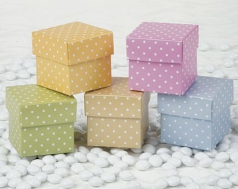 10 Polka Dot Boxes 10 pcs, Square Favor Box, Candy Boxes for Favors, Party Favor Box, 2x2x2 Favor Box, Wedding Favor Box, Small Favor Box