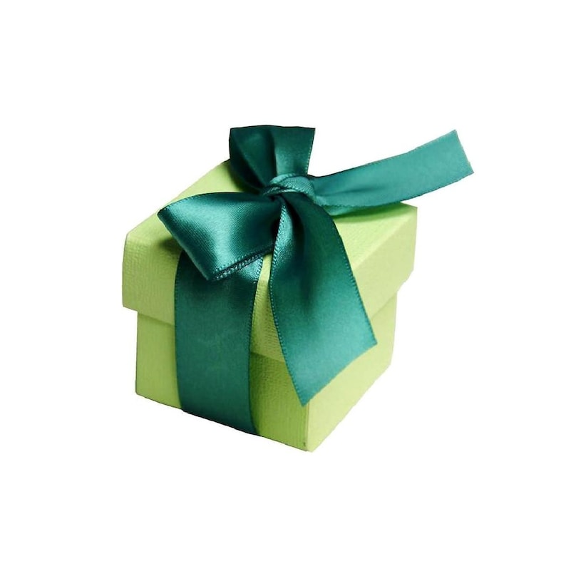 10 Green Favor Box 10 boxes, Wedding Favor Boxes, Square Favor Box, Christmas Candy Favor Box,Party Favor Box,2 Piece Favor Box 2x2x2 image 1