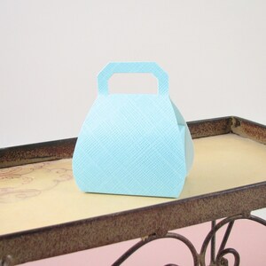 10 Aqua Blue Favor Boxes, Mini Purse Favor Box, Treat Box, Wedding Favor Box, Party Favor Candy Favor Box, Purse Shape Box, Aqua Favor Box image 2