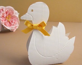 10 Duck Baby Shower Favor Box, Baby Baptism Favor Box, Duck Favor Box, Candy Favor Box, Baby Christening Favor Box, Duck Shape Treat Box