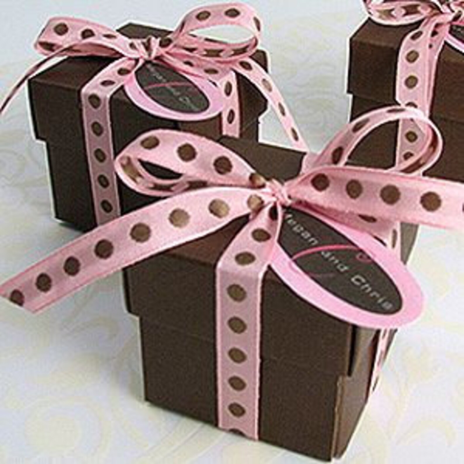 10 Brown Favor Box 10 Boxes, Wedding Favor Boxes, Square Favor Box