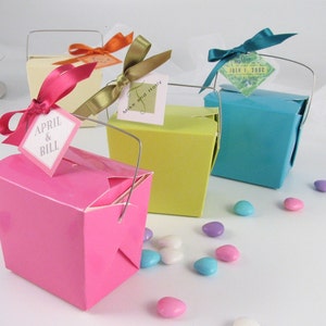 6 Take Out Boxes (6 boxes), Colored Party Favor Boxes, Candy Favor Box, Mini Takeout Box, Wedding Favor Box, Kids Party Favor Box, Treat Box