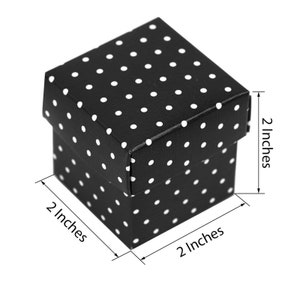 10 Black Polka Dot Boxes, Square Favor Box, Candy Boxes for Favors, Party Favor Box Black Box 2x2x2, Wedding Favor Box, Jewelry Gift Box image 3