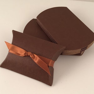 10 Brown Favor Box 10 boxes Pillow Favor Boxes, Small Candy Favor Box, Fall Wedding Favor Box, Jewelry Gift Box, Favor Container image 8