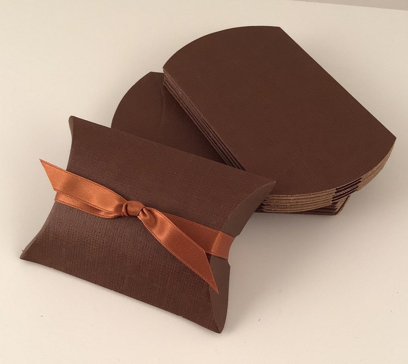 10 Brown Favor Box 10 boxes Pillow Favor Boxes, Small Candy Favor Box, Fall Wedding Favor Box, Jewelry Gift Box, Favor Container image 8