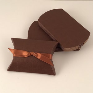 10 Brown Favor Box 10 boxes Pillow Favor Boxes, Small Candy Favor Box, Fall Wedding Favor Box, Jewelry Gift Box, Favor Container image 6