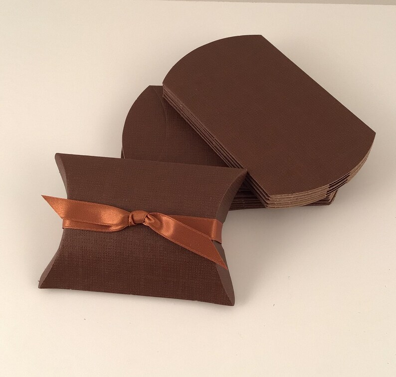 10 Brown Favor Box 10 boxes Pillow Favor Boxes, Small Candy Favor Box, Fall Wedding Favor Box, Jewelry Gift Box, Favor Container image 6