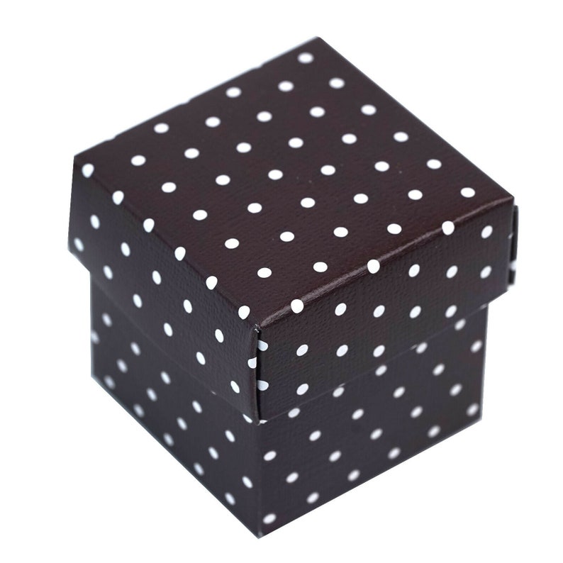 10 Black Polka Dot Boxes, Square Favor Box, Candy Boxes for Favors, Party Favor Box Black Box 2x2x2, Wedding Favor Box, Jewelry Gift Box image 2