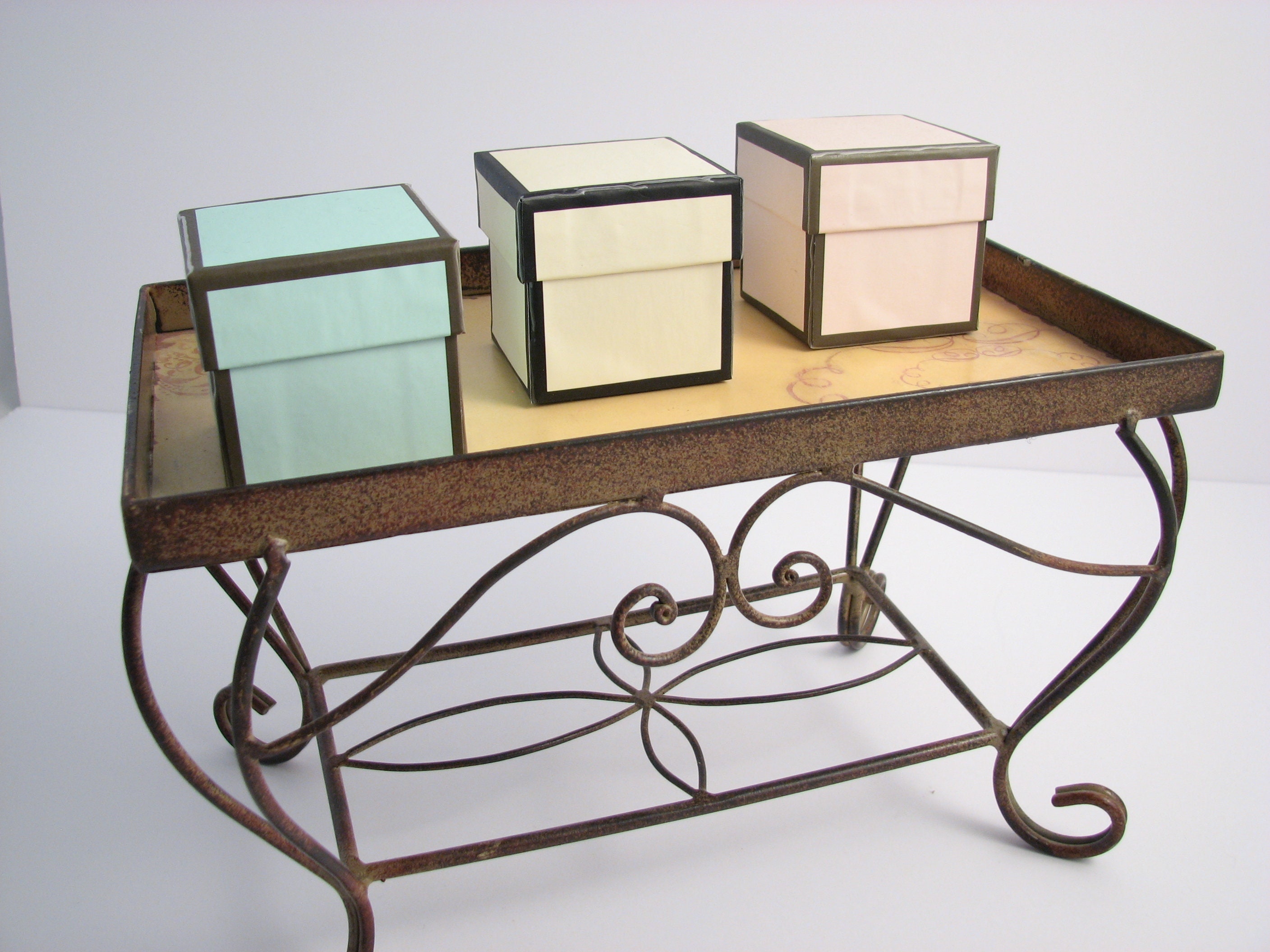 25 Ivory Favor Box 25 Pcs, Blue Square Favor Box, 2 X 2 X 2 Gift