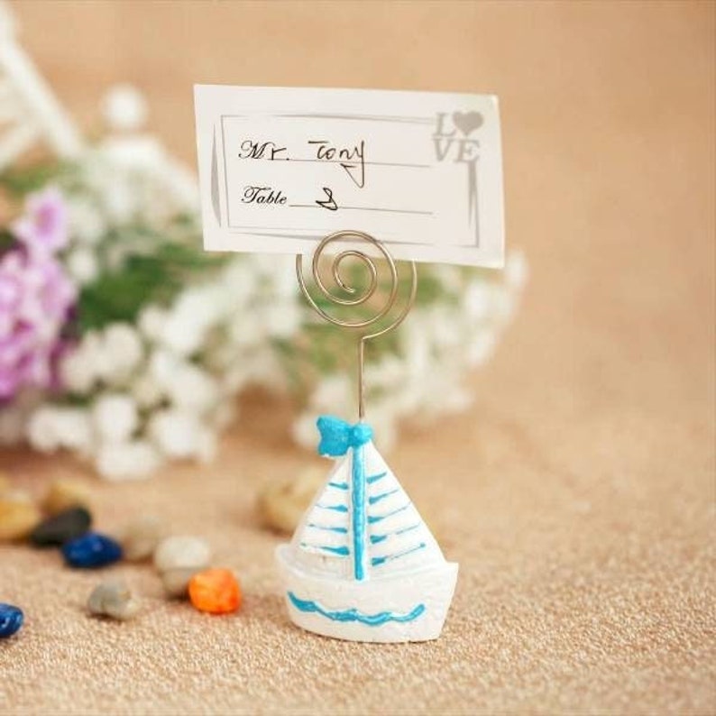 12 Sailboat Place Card Holders, Baby Shower Placecard Holder 12 pieces image 1