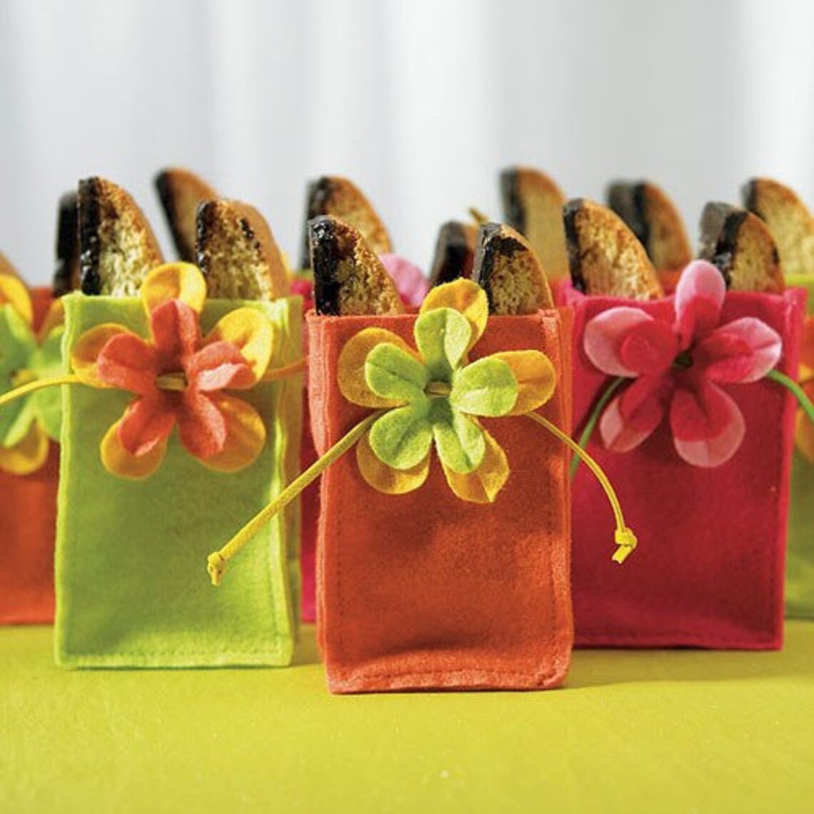 6 Miniature Funky Felt Favor Bags Felt Gift Bags Birthday Etsy