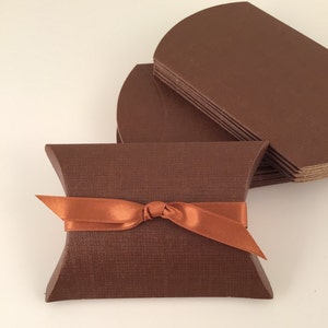 10 Brown Favor Box 10 boxes Pillow Favor Boxes, Small Candy Favor Box, Fall Wedding Favor Box, Jewelry Gift Box, Favor Container image 7