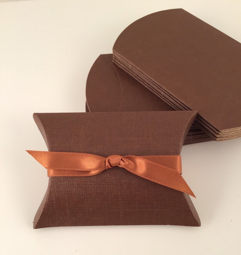 10 Brown Favor Box 10 boxes Pillow Favor Boxes, Small Candy Favor Box, Fall Wedding Favor Box, Jewelry Gift Box, Favor Container image 7