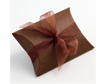 Brown Favor Box (10 boxes) Pillow Favor Boxes, Small Candy Favor Box, Fall Wedding Favor Box, Jewelry Gift Box, Favor Container