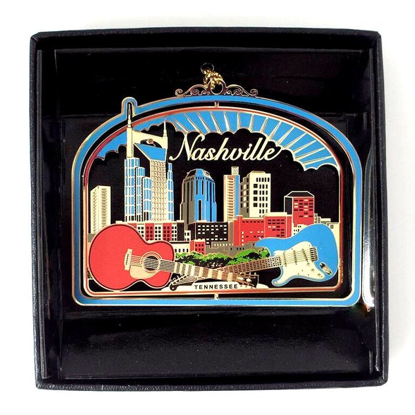 Nashville Tennessee Brass Ornament City Skyline Guitars