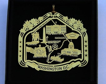 Washington DC Landmarks Brass Ornament Memorials Monuments