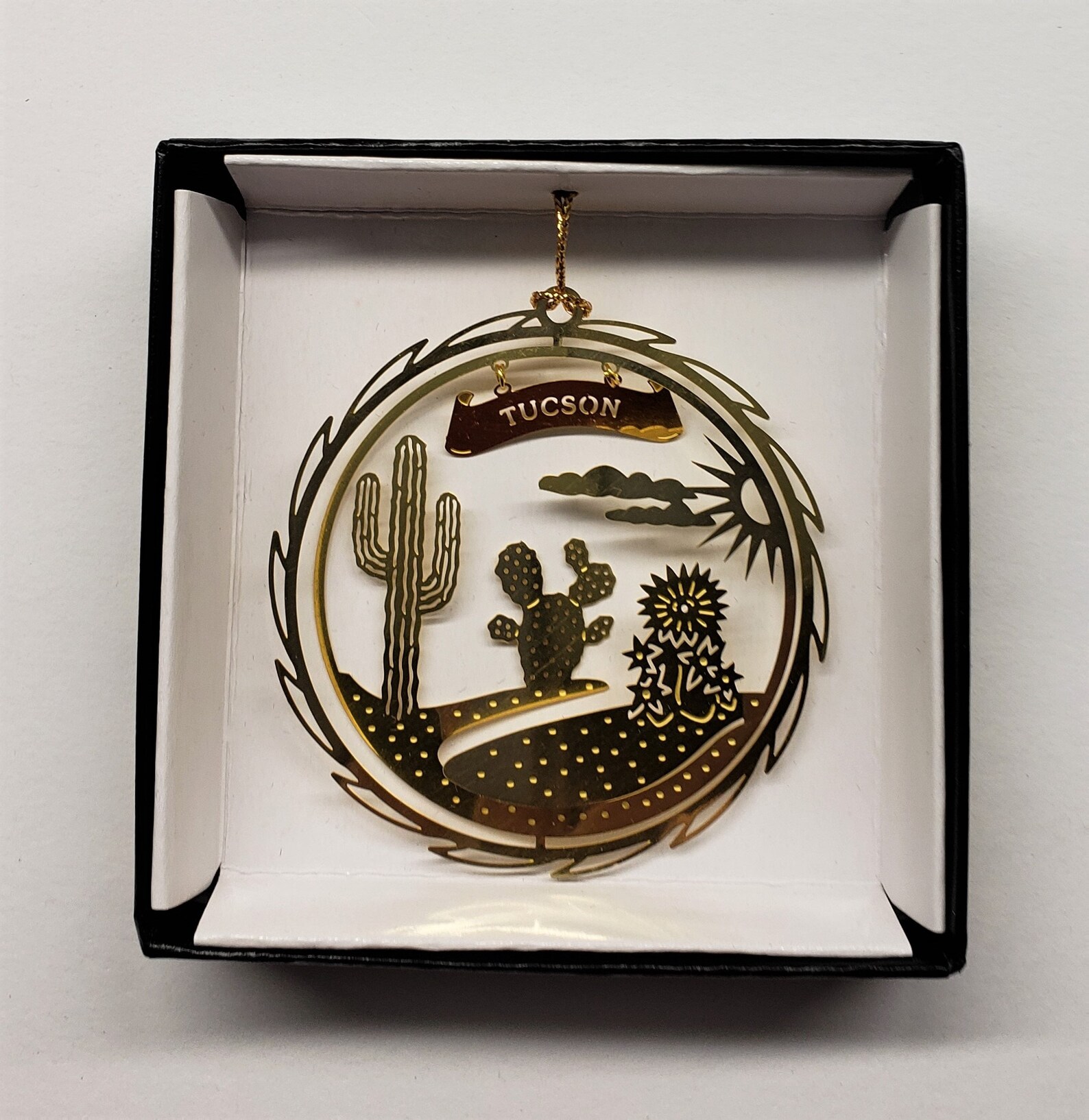 Tucson Arizona Brass Ornament Cactus AZ Travel Souvenir Etsy