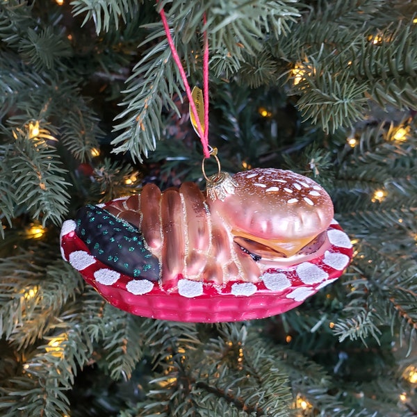 Cheese Burger Fries Pickle Diner Basket Ornament Cody Foster
