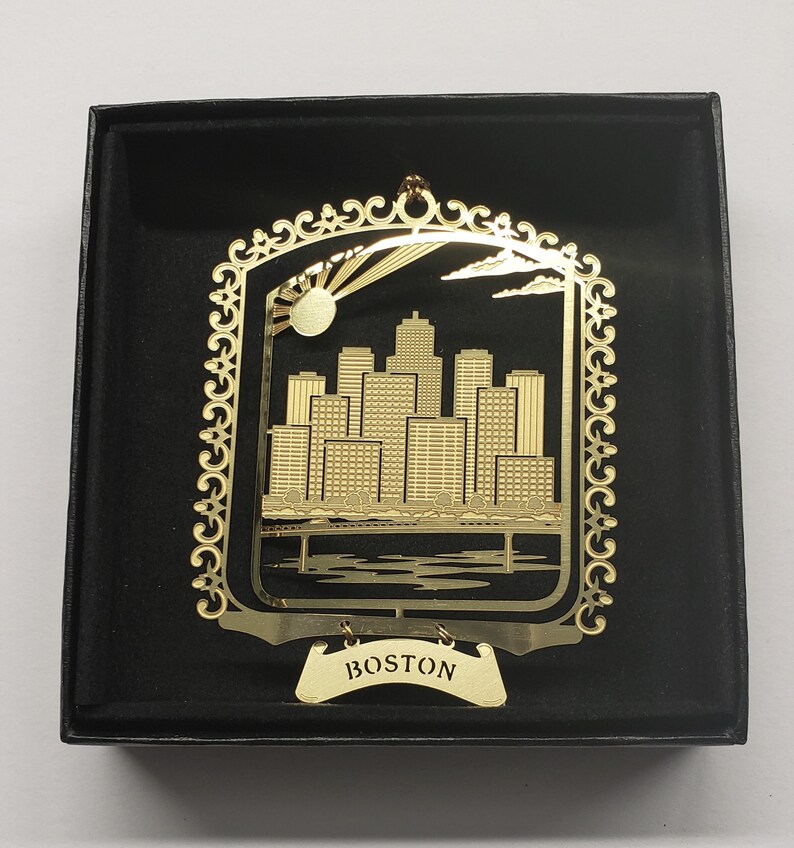Boston MA Brass Ornament Travel Souvenir Etsy
