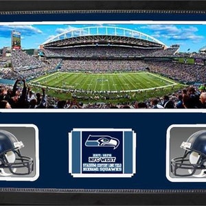 Double Mini Helmet Panoramic Shadowbox - Seattle Seahawks