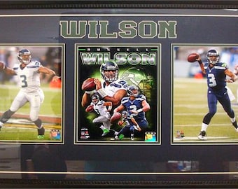 15x35 Three Photo Frame - Russell Wilson Seattle Seahawks