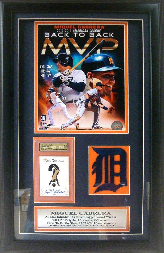 14 x 24 Autogramm Shadowbox - Miguel Cabrera Detroit Tigers