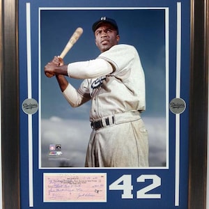 24x28 Check Frame - Jackie Robinson Brooklyn Dodgers