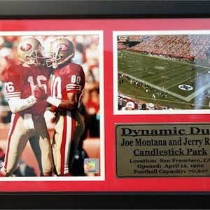 12x18 Photo Stat Frame - Joe Montana and Jerry Rice San Francisco 49ers