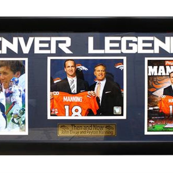 15x35 Three Photo Frame - Denver Broncos Legends Elway and Manning