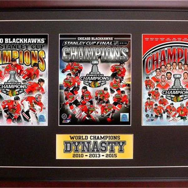 15x35 Three Photo Frame - 2015 Stanley Cup Champions Chicago Blackhawks