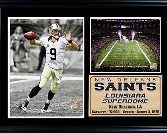 12x18 Marco de estadísticas de fotos - Drew Brees New Orleans Saints