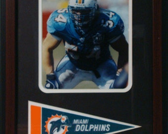12x18 Autographed Pennant Frame - Zach Thomas Miami Dolphins